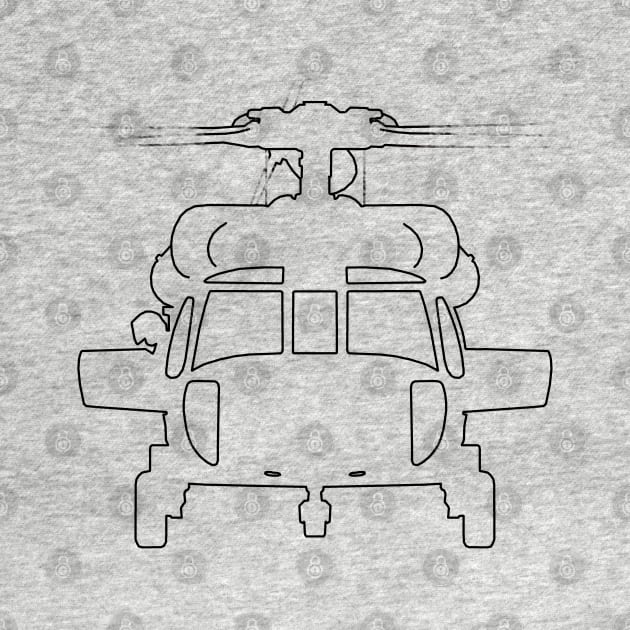 Black Hawk helicopter outline graphic (black) by soitwouldseem